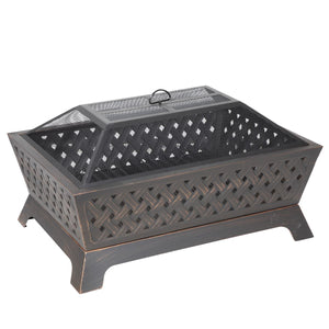 Fire Pit 89cm Rectangular Outdoor Antique Bronze Effect