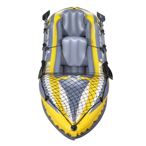 Dellonda Inflatable 2-Person Kayak/Canoe Set with Pump, Carry Bag & 2 Oars - Blue/Yellow/White