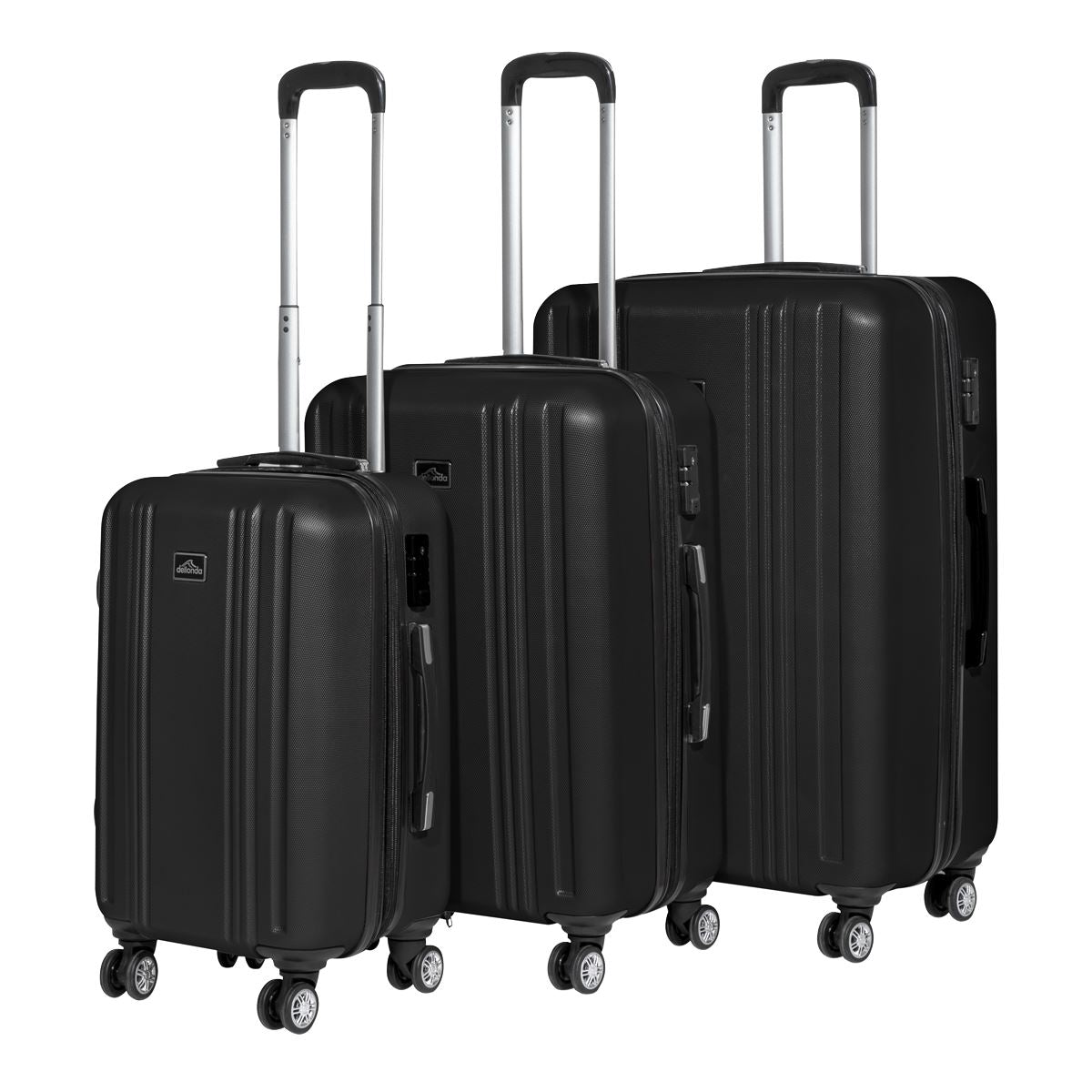 Dellonda Lightweight ABS Luggage Set with TSA Lock - Black