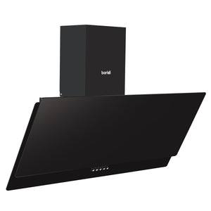 Baridi Angled Chimney Cooker Hood with Carbon Filters & LED Lamp 90cm, Energy Class A - Black Glass