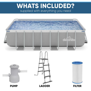 Dellonda Deluxe Steel Frame Swimming Pool with Filter Pump 18ft
