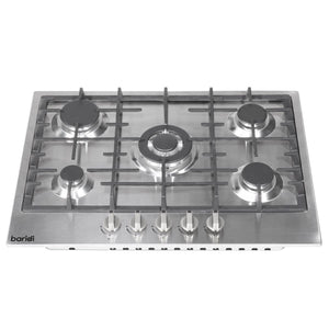 Baridi Gas Hob with 5 Cooking Zones 70cm - Stainless Steel