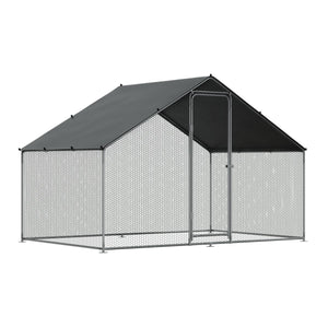 Dellonda Walk-In Galvanized Steel Chicken Run with Roof Cover & PVC Coated Chicken Wire