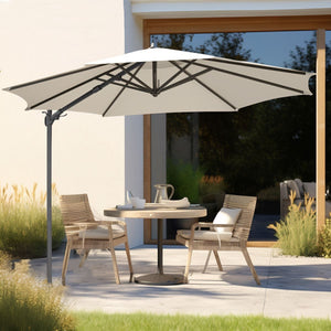 Dellonda Cantilever Parasol with 360° Rotation, Tilt & Cover 3m - Cream