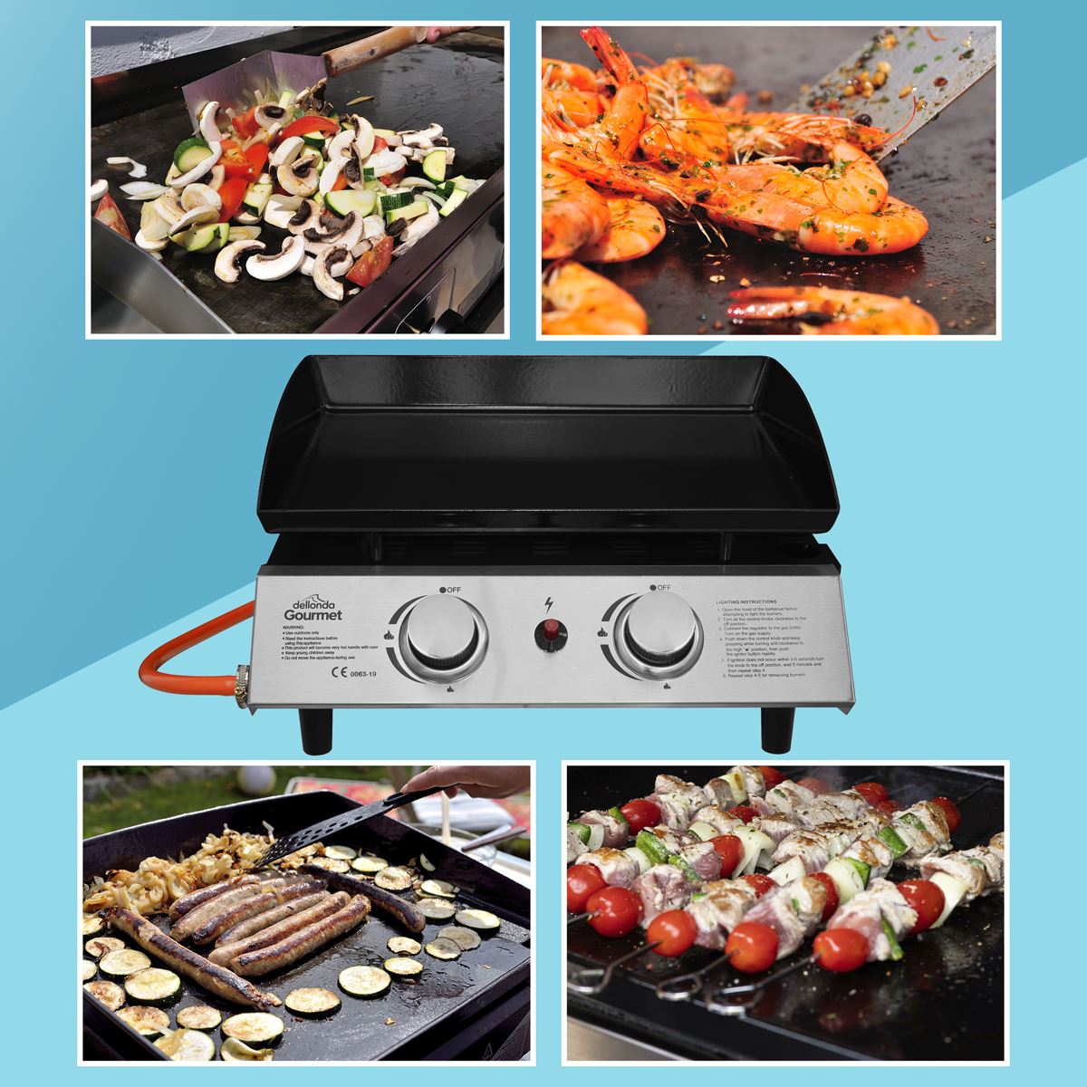Dellonda 2 Burner Portable Gas Plancha