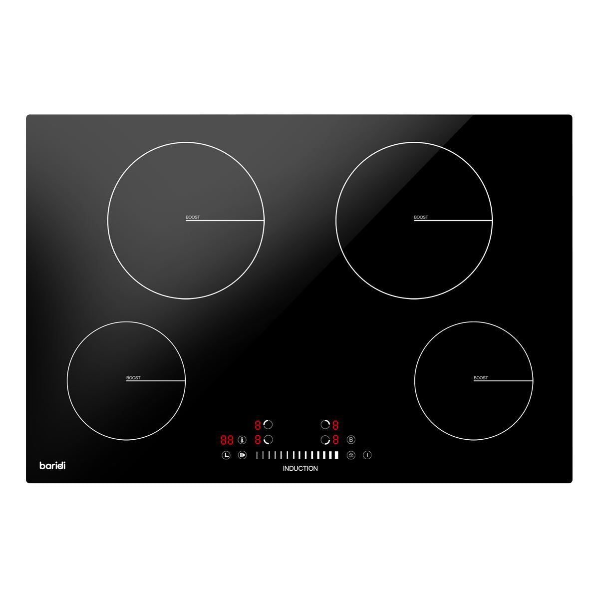 Baridi Integrated Induction Hob with 4 Cooking Zones 77cm 7200W Output