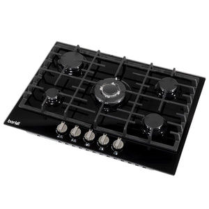 Baridi Gas Hob with 5 Cooking Zones 70cm - Black