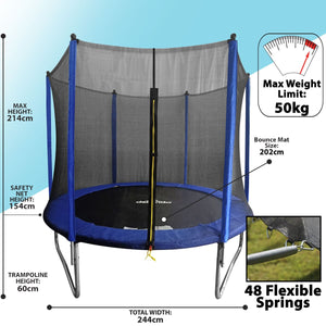 Dellonda Heavy-Duty Outdoor Trampoline with Safety Enclosure Net 8ft