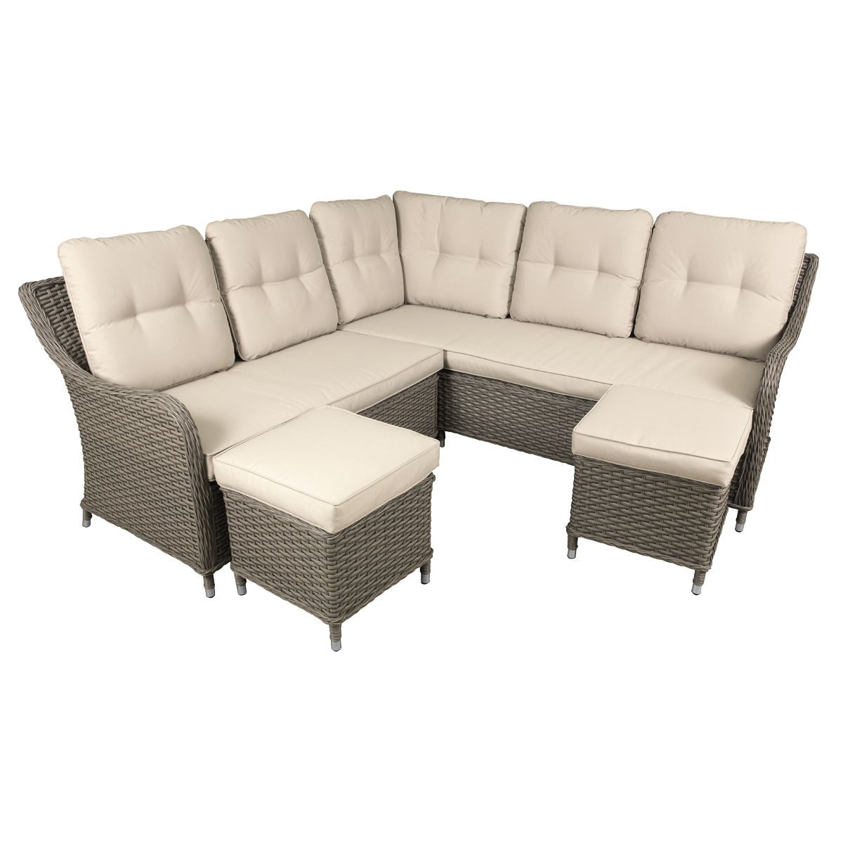 Dellonda Chester Rattan Wicker Corner Sofa 5 Seat Outdoor Furniture