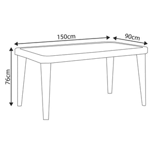 Dellonda Weather-Resistant Polypropylene/Fibreglass Dining Tables with Tempered Glass Top 150 x 90 x 76cm - Anthracite