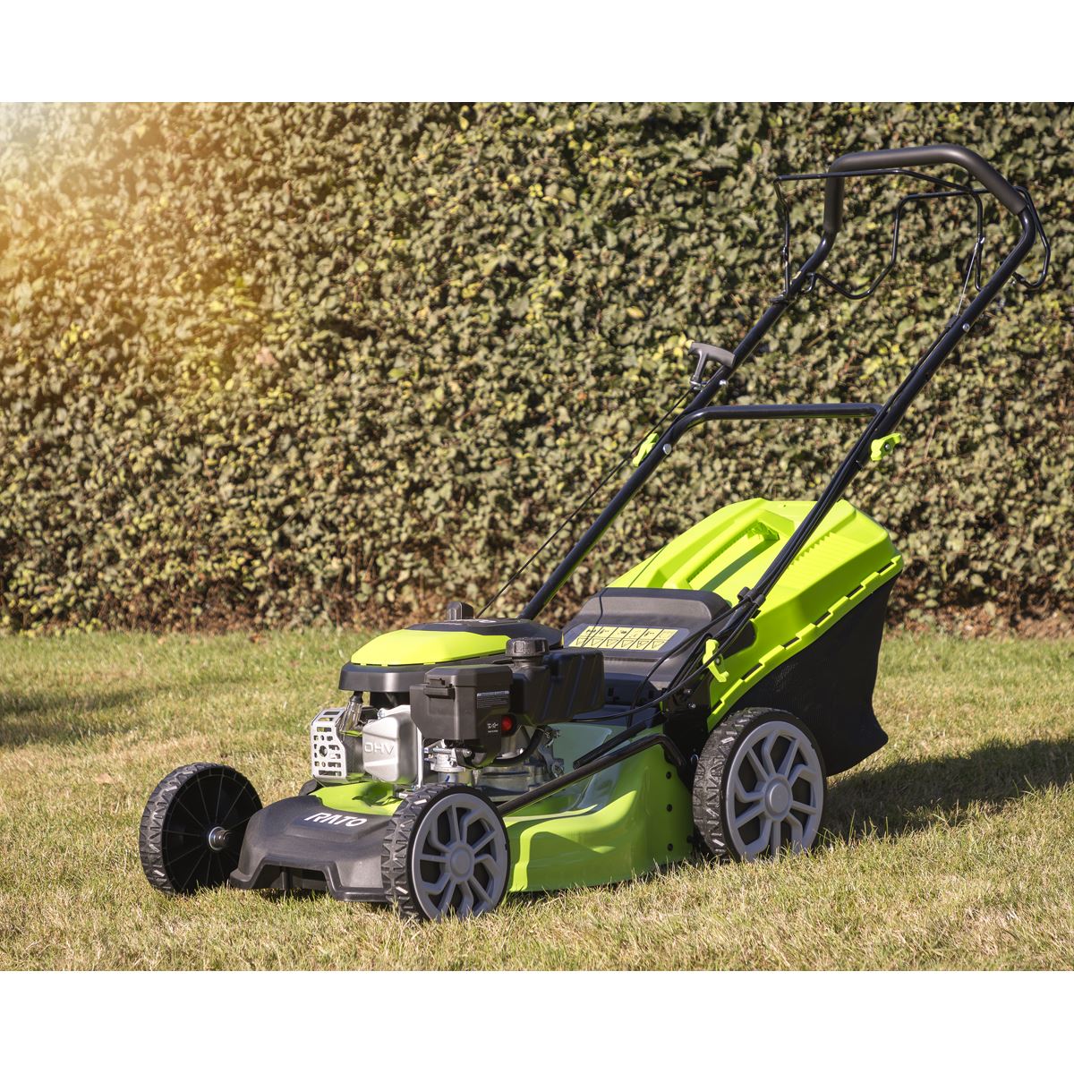 Dellonda Self-Propelled Petrol Lawnmower Grass Cutter with Height Adjustment & Grass Bag 144cc 18"/46cm 4-Stroke Engine