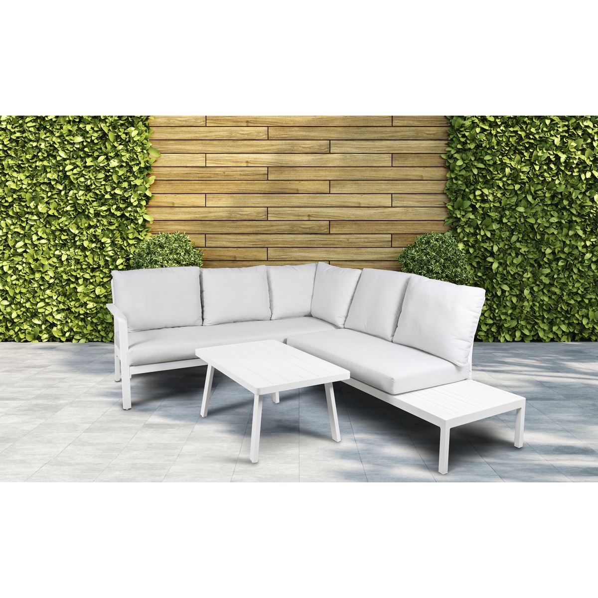 Dellonda Kyoto Aluminium Outdoor Corner Sofa & Coffee Table Set 3 Piece