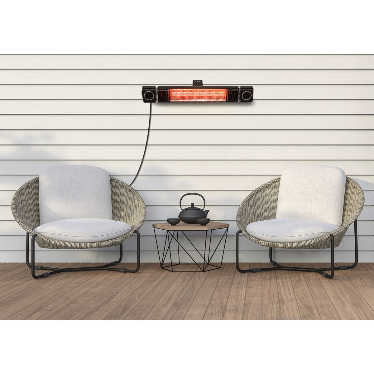 Dellonda Infrared Outdoor 2000W Patio Heater with Speakers, Black