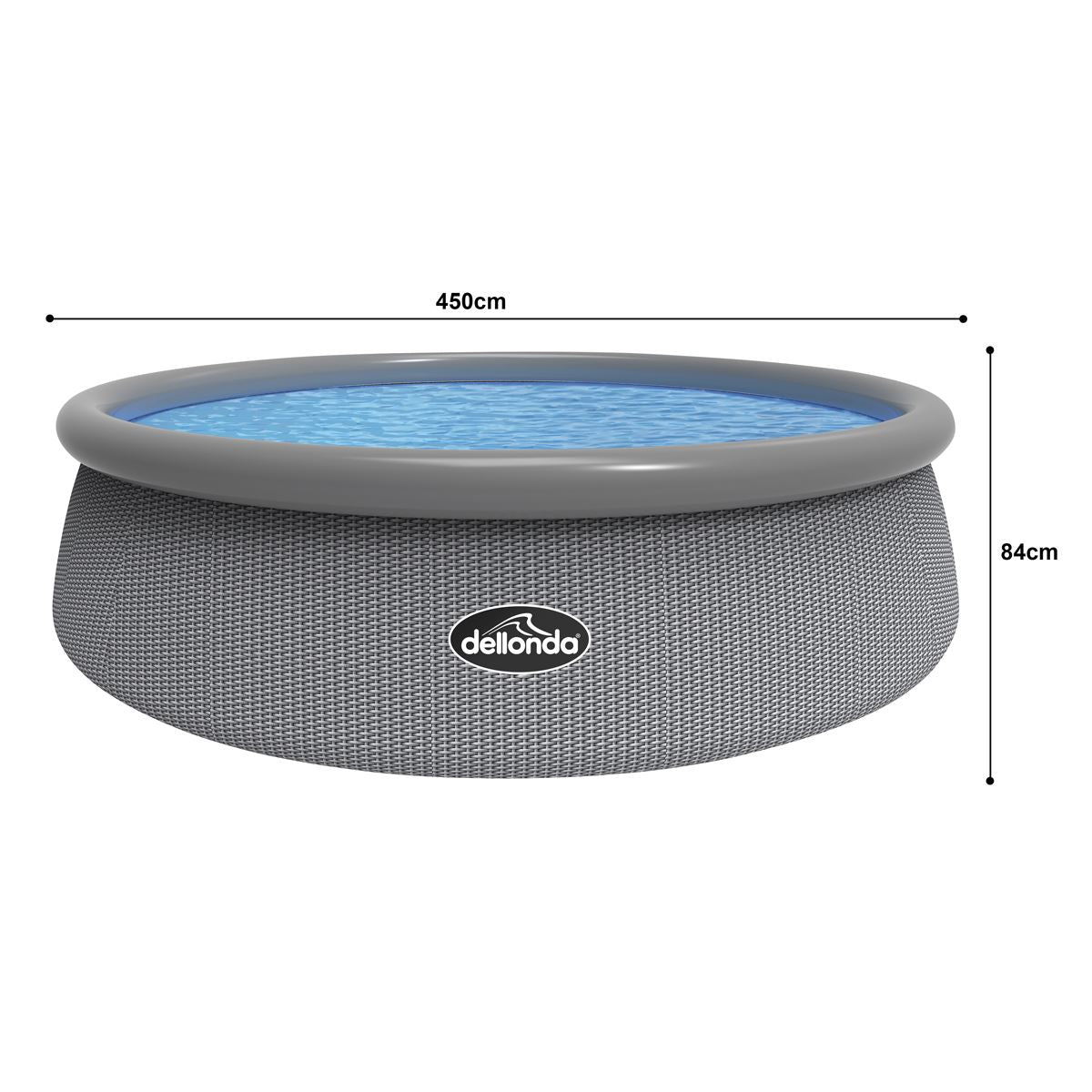 Dellonda Paddling/Swimming Pool & Pump 15ft - Gray Rattan Effect