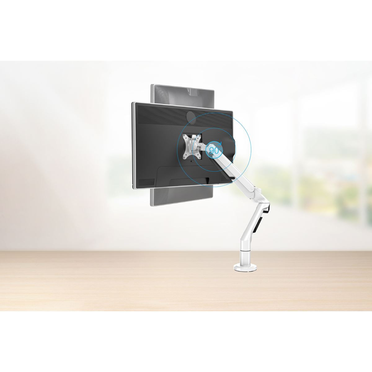 Dellonda Adjustable Single Monitor Arm with 360° Rotation - White