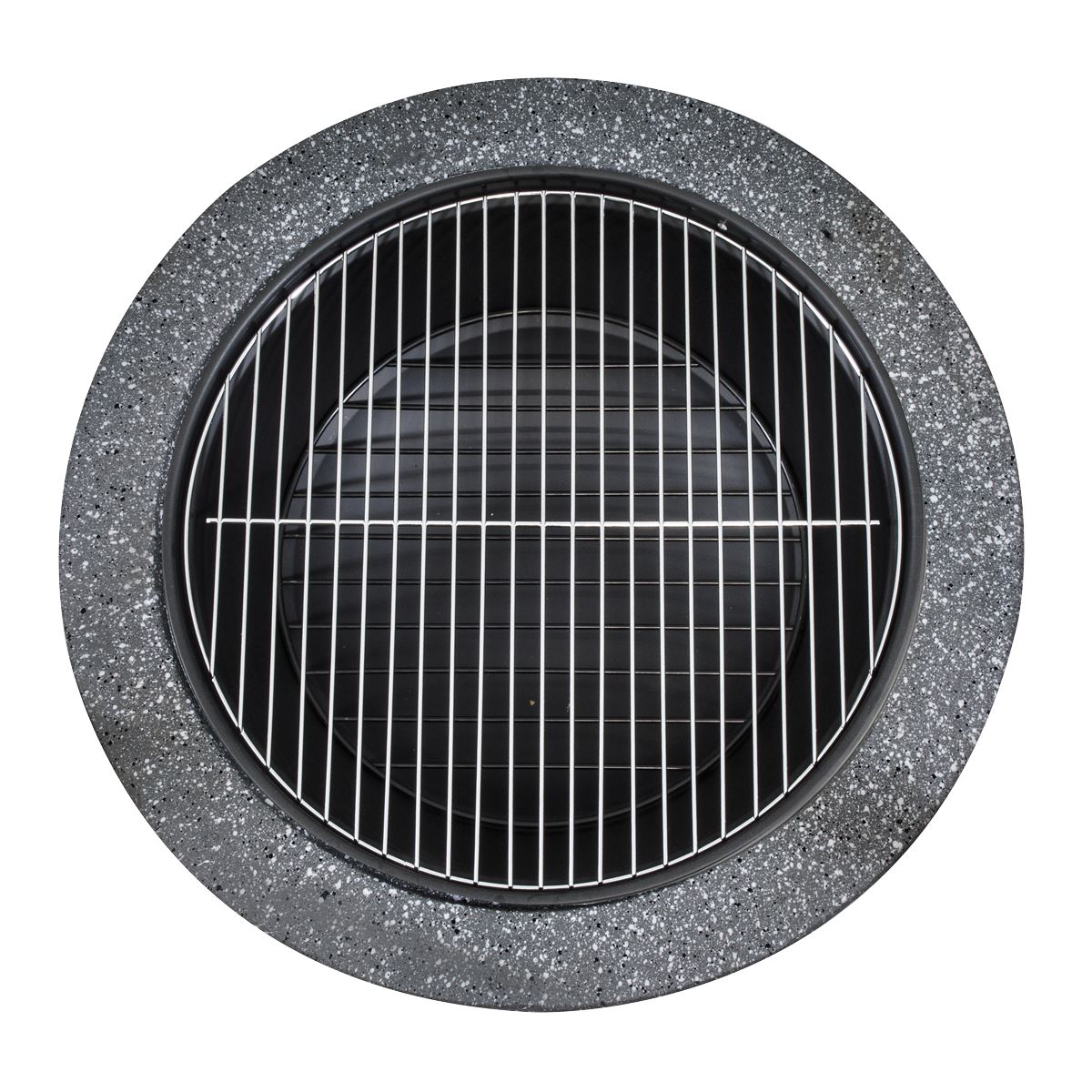 Dellonda Round MgO Fire Pit with BBQ Grill, Ø60cm, Safety Mesh Screen - Dark Grey