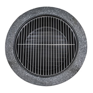 Dellonda Round MgO Fire Pit with BBQ Grill, Ø60cm, Safety Mesh Screen - Dark Grey