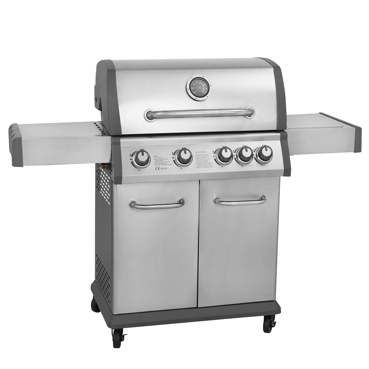 Dellonda 4+1 Burner Deluxe Gas BBQ Grill with Piezo Ignition & Thermometer - Stainless Steel