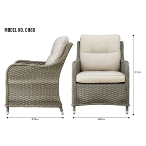 Dellonda Chester Rattan Wicker Outdoor Armchairs 2pc