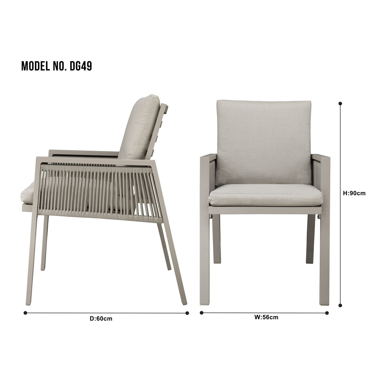Dellonda Fusion Garden/Patio Dining Chairs with Armrests 6pc - Light Grey