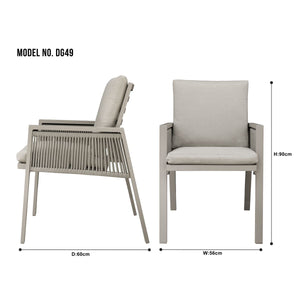 Dellonda Fusion Garden/Patio Dining Chairs with Armrests 6pc - Light Grey