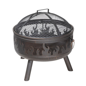 Dellonda Deluxe Fire Pit Fireplace Outdoor Patio Heater, Cooking Grill & Poker 61cm