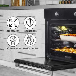 Baridi Integrated Fan-Assisted Electric Oven 60cm 55L Capacity - Black