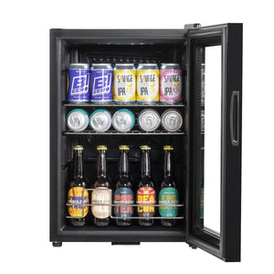 Baridi Beer & Drinks Fridge with LED Light, Black and Glass Door 60L