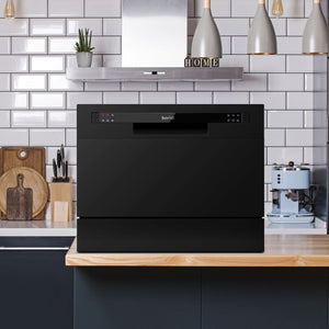 Baridi Tabletop Dishwasher 6 Place Settings 6.5L Capacity - Black