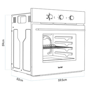 Baridi Built-In 5-Function Fan Assisted Oven with Timer 60cm, 55L Capacity - Black