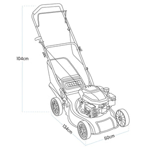 Dellonda Hand-Propelled Petrol Lawnmower Grass Cutter, 127cc 16"/41cm 4-Stroke