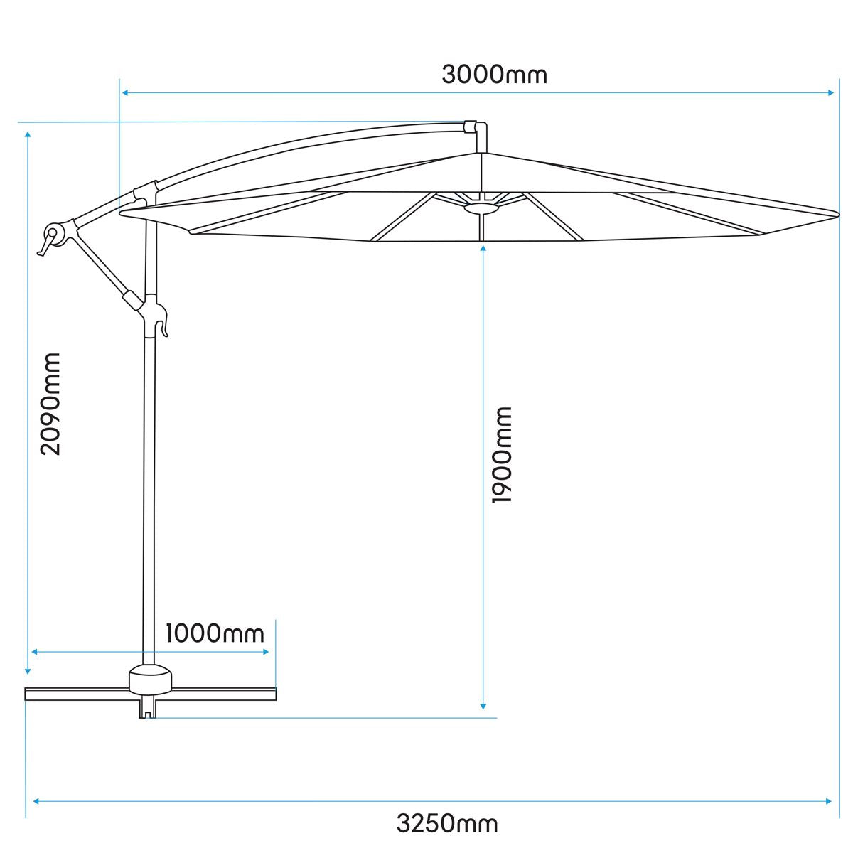 Dellonda Banana Parasol with Cover 3m - Grey
