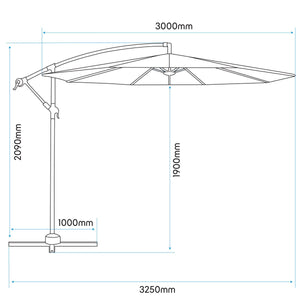 Dellonda Banana Parasol with Cover 3m - Grey