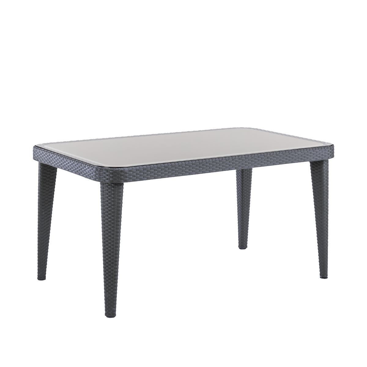 Dellonda Weather-Resistant Polypropylene/Fibreglass Dining Tables with Tempered Glass Top 150 x 90 x 76cm - Anthracite