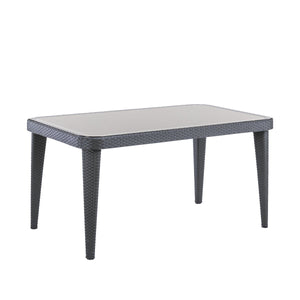 Dellonda Weather-Resistant Polypropylene/Fibreglass Dining Tables with Tempered Glass Top 150 x 90 x 76cm - Anthracite
