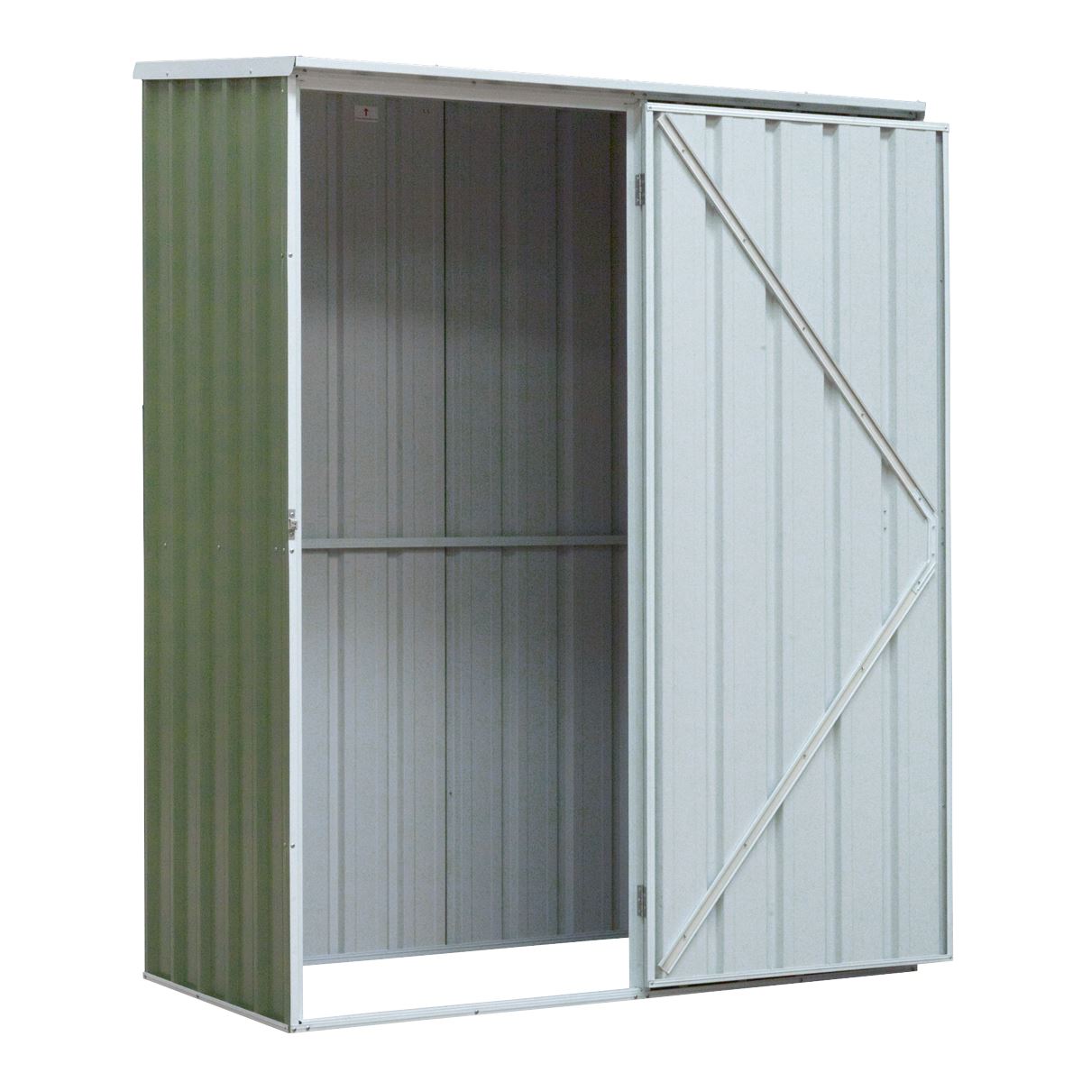 Dellonda Galvanized Steel Storage Shed with Pent Style Roof 150 x 80 x 190cm - Green