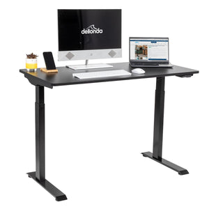 Dellonda Single Motor Ultra-Quiet Adjustable-Height Electric Sit/Stand Desk - Black Desktop