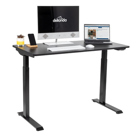 Dellonda Single Motor Ultra-Quiet Adjustable-Height Electric Sit/Stand Desk - Black Desktop