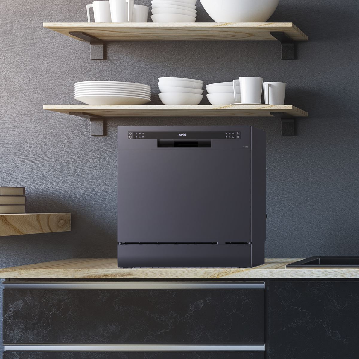 Baridi Tabletop Dishwasher 8 Place Settings 8L Capacity - Black
