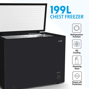 Baridi Freestanding Chest Freezer 199L Capacity - Black