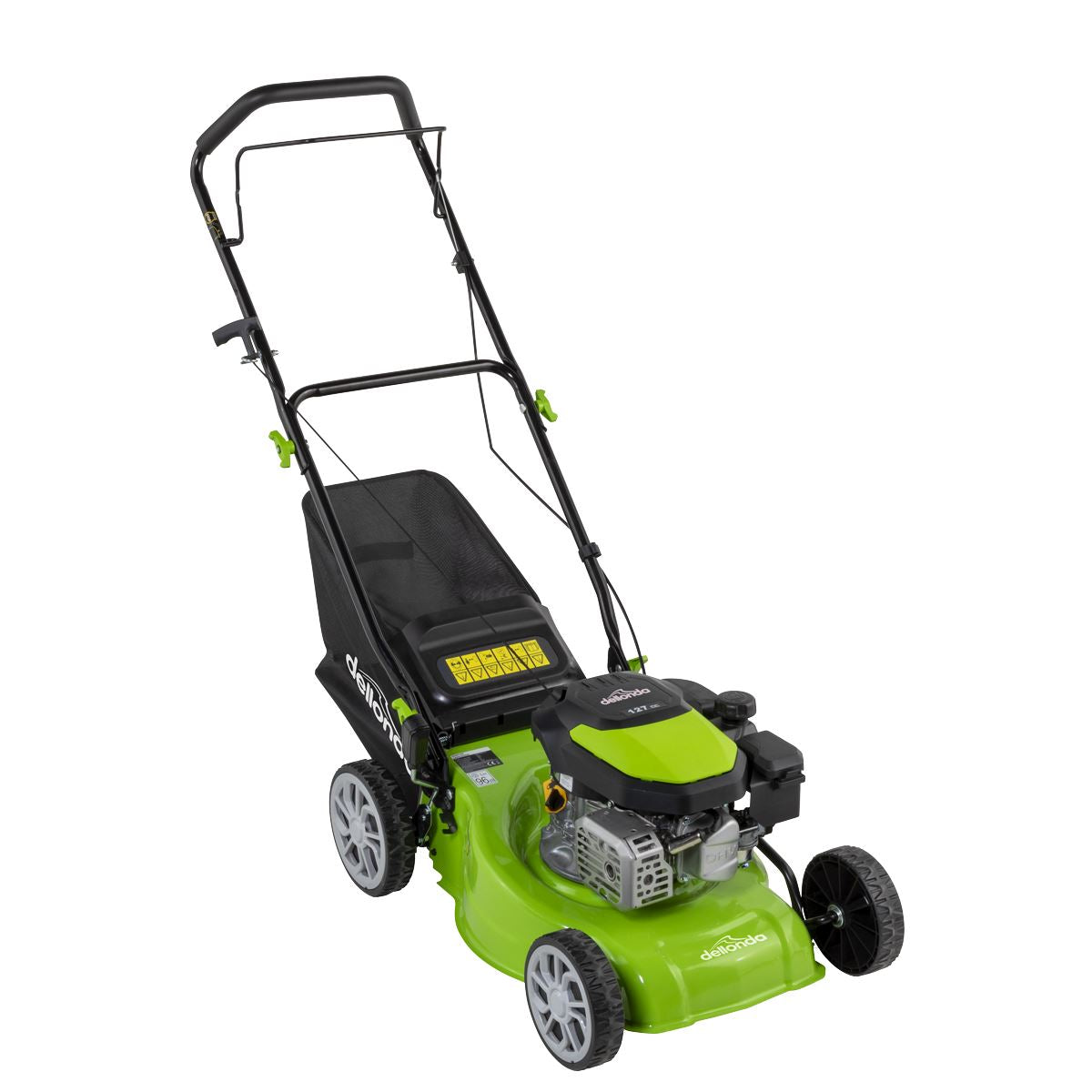 Dellonda Hand-Propelled Petrol Lawnmower Grass Cutter, 127cc 16"/41cm 4-Stroke