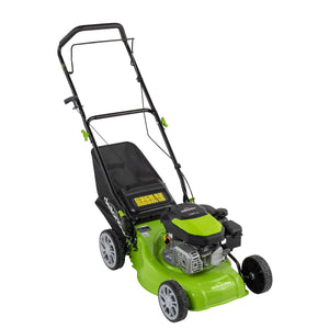Dellonda Hand-Propelled Petrol Lawnmower Grass Cutter, 127cc 16"/41cm 4-Stroke