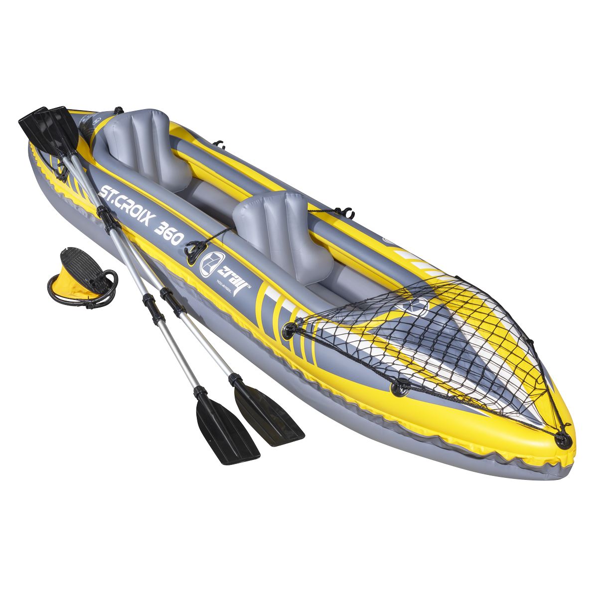 Dellonda Inflatable 2-Person Kayak/Canoe Set with Pump, Carry Bag & 2 Oars - Blue/Yellow/White