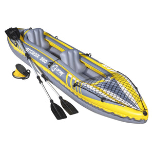 Dellonda Inflatable 2-Person Kayak/Canoe Set with Pump, Carry Bag & 2 Oars - Blue/Yellow/White