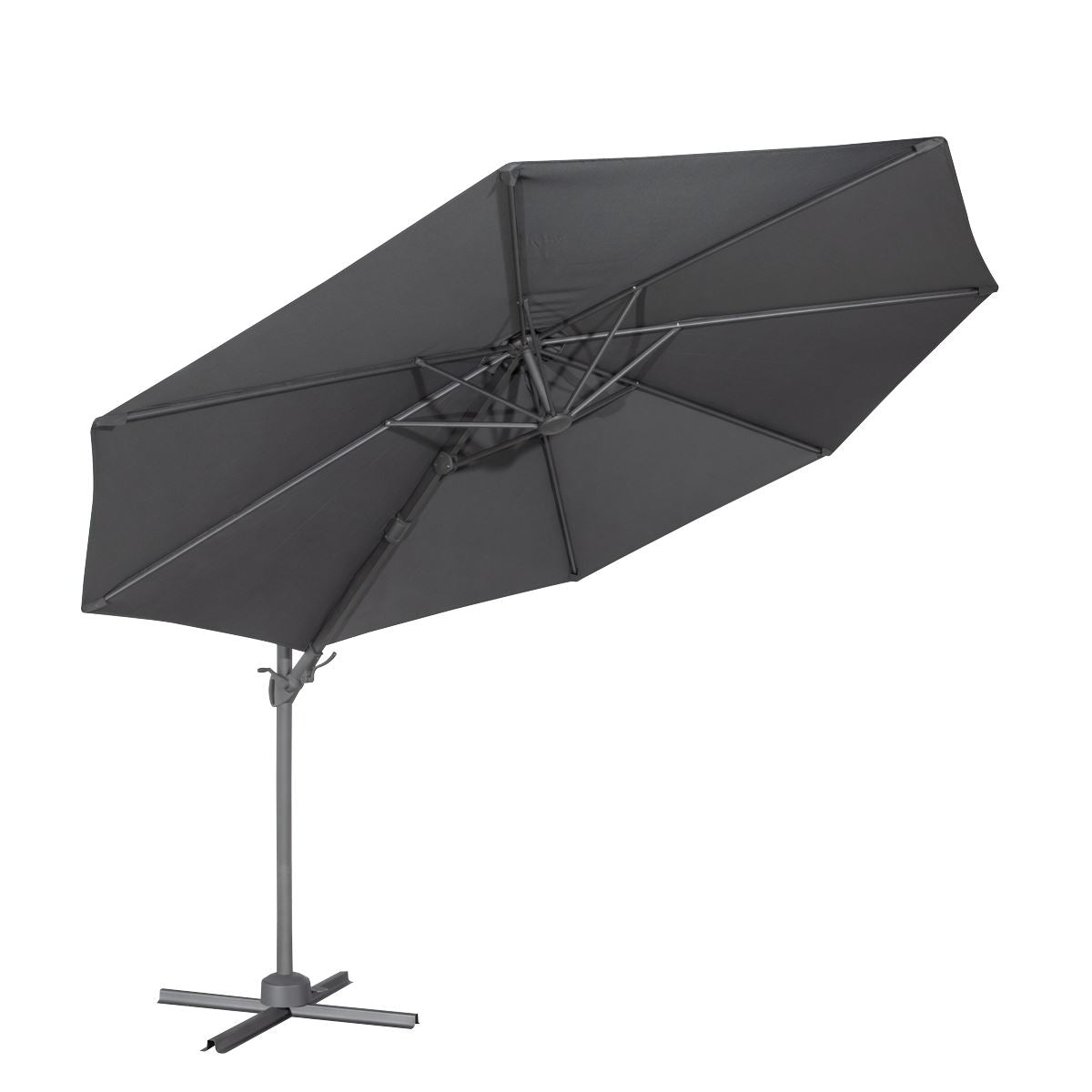Dellonda Cantilever Parasol with 360° Rotation, Tilt & Cover 3m - Grey