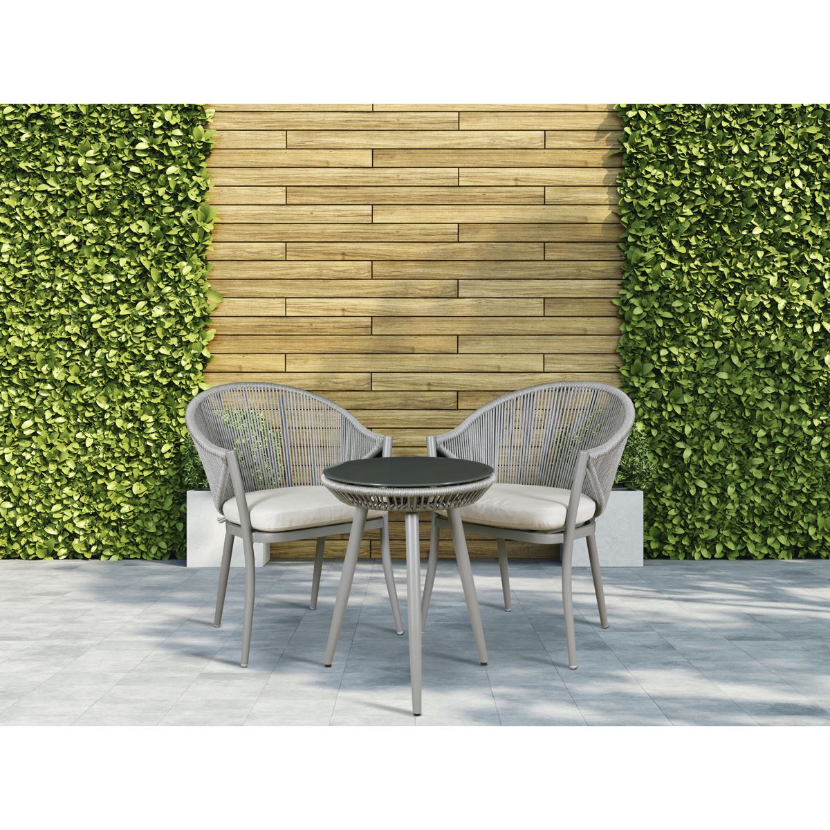 Dellonda Echo Aluminium Garden Furniture Balcony Set with Tempered Glass Tabletop 3pc