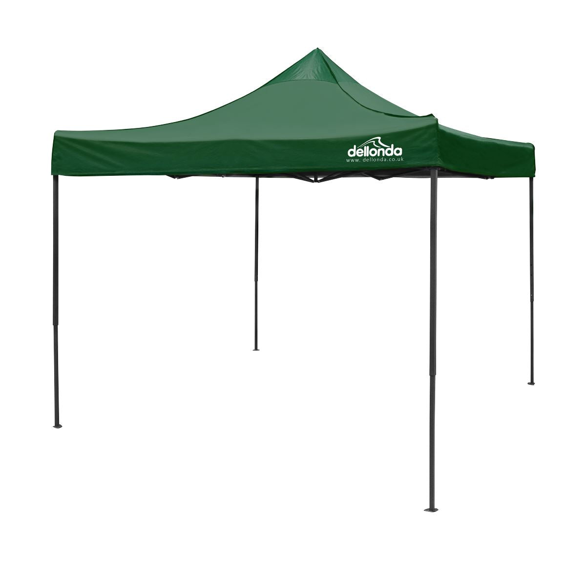 Dellonda Dark Green Premium 3 x 3m Pop-Up Gazebo, PVC Coated, Water Resistant Fabric, Supplied with Carry Bag & Accesories