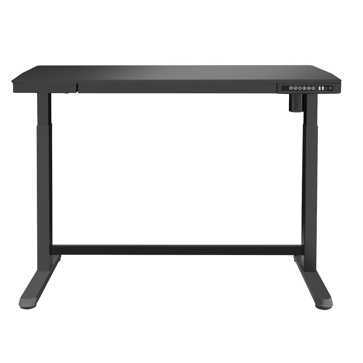 Dellonda Single Motor Ultra-Quiet Electric Desk with Control Panel, USB Port & Drawer - Black Desktop