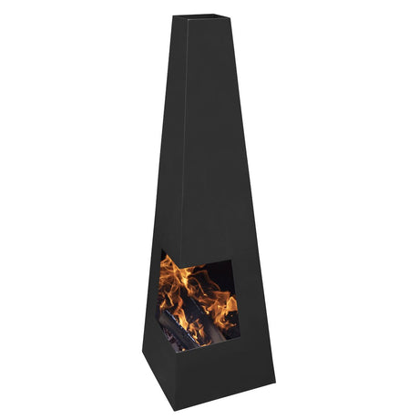 Chiminea, Wood Burner, Heater for Outdoors W45cm x H150cm - Black Steel
