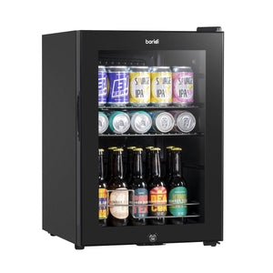 Baridi Beer & Drinks Fridge with LED Light, Black and Glass Door 60L